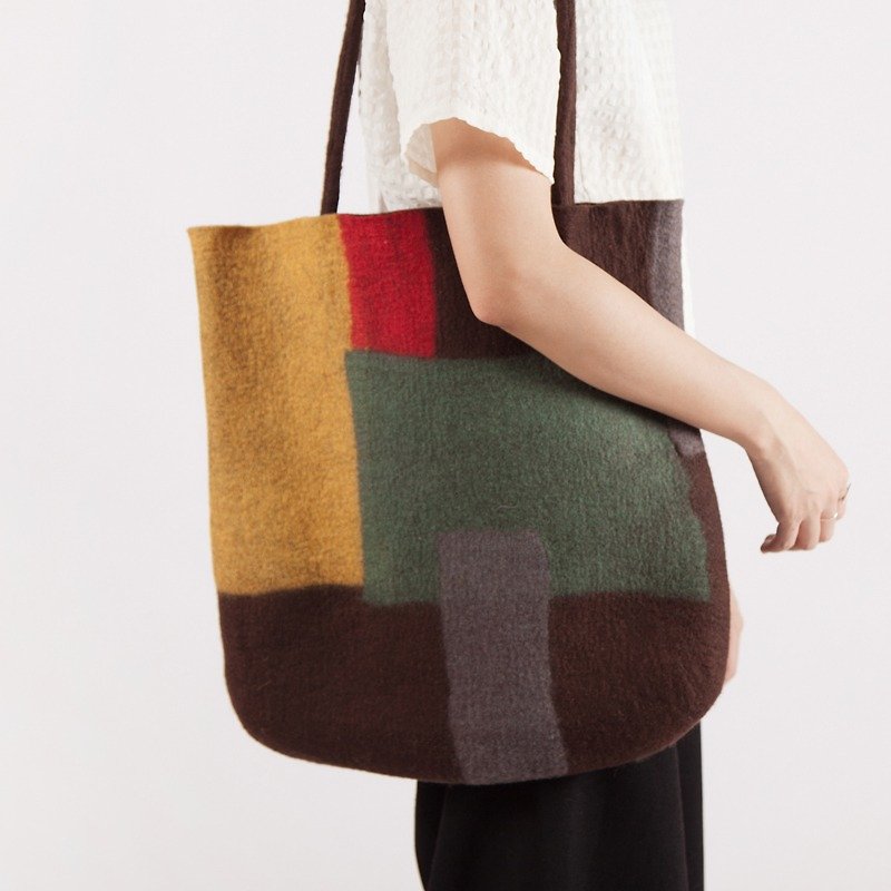 Ke people original 2017 new handmade blankets large bag single shoulder handbags large capacity pure wool Japanese art - กระเป๋าแมสเซนเจอร์ - ขนแกะ สีนำ้ตาล
