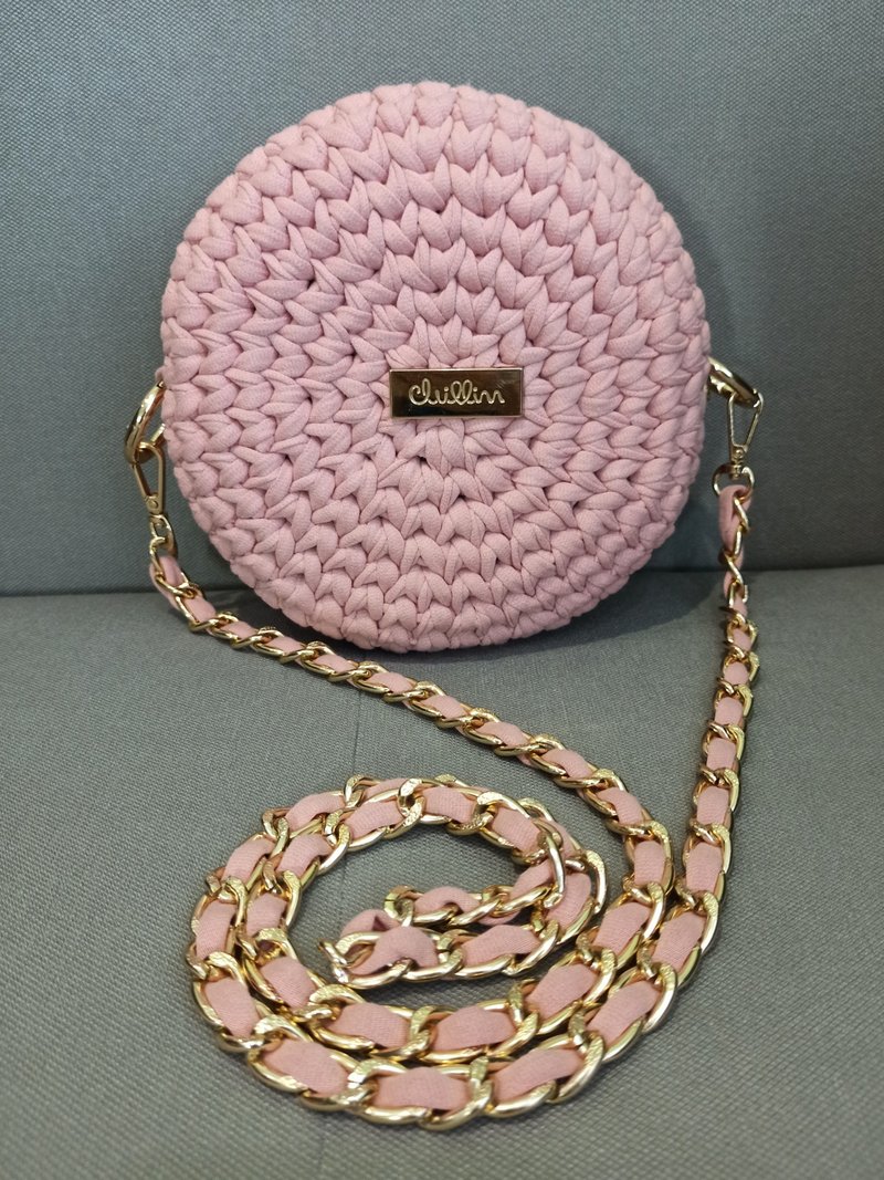 Fashionable round handmade women's bag - Other - Cotton & Hemp Pink