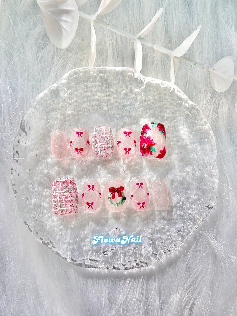 【客製】手工穿戴甲| 聖誕節|  Merry Moments - 指甲油/指甲貼 - 其他材質 紅色