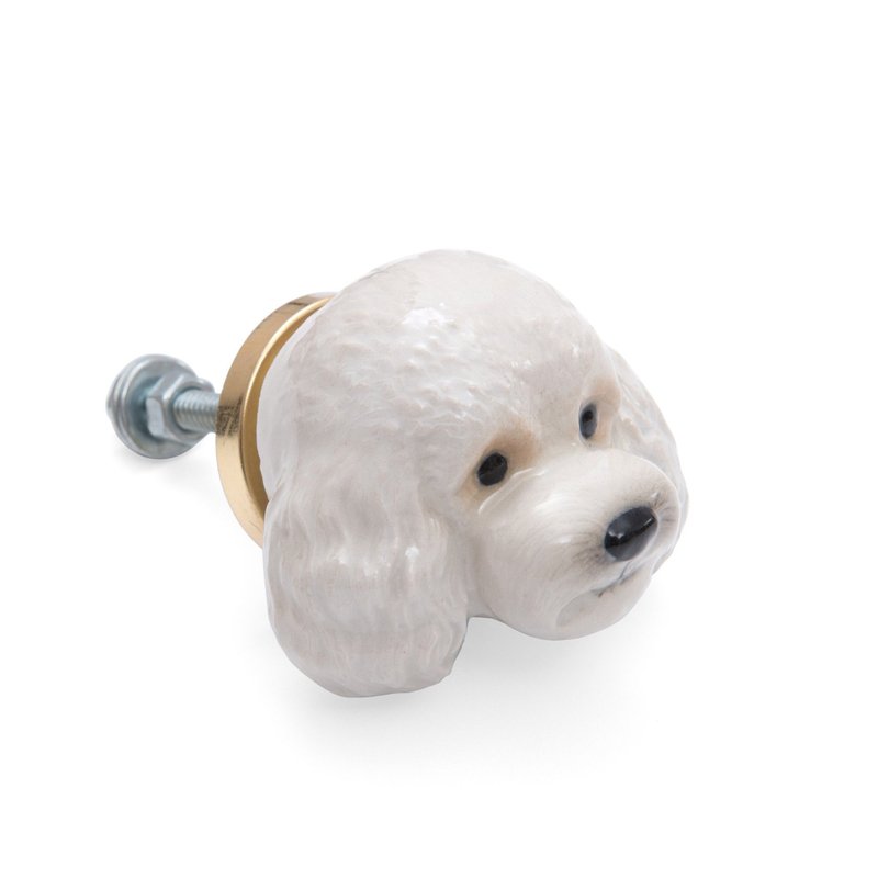 AndMary 門把-貴賓犬 禮盒裝 White Poodle Doorknob - 其他 - 瓷 白色