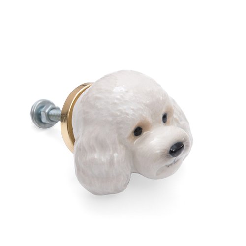 And Mary AndMary 門把-貴賓犬 禮盒裝 White Poodle Doorknob