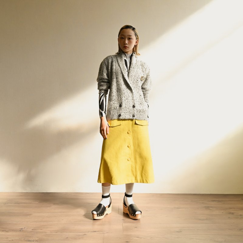 【NaSuBi Vintage】多色混紡粗針織開襟古著毛衣 - 女毛衣/針織衫 - 羊毛 灰色