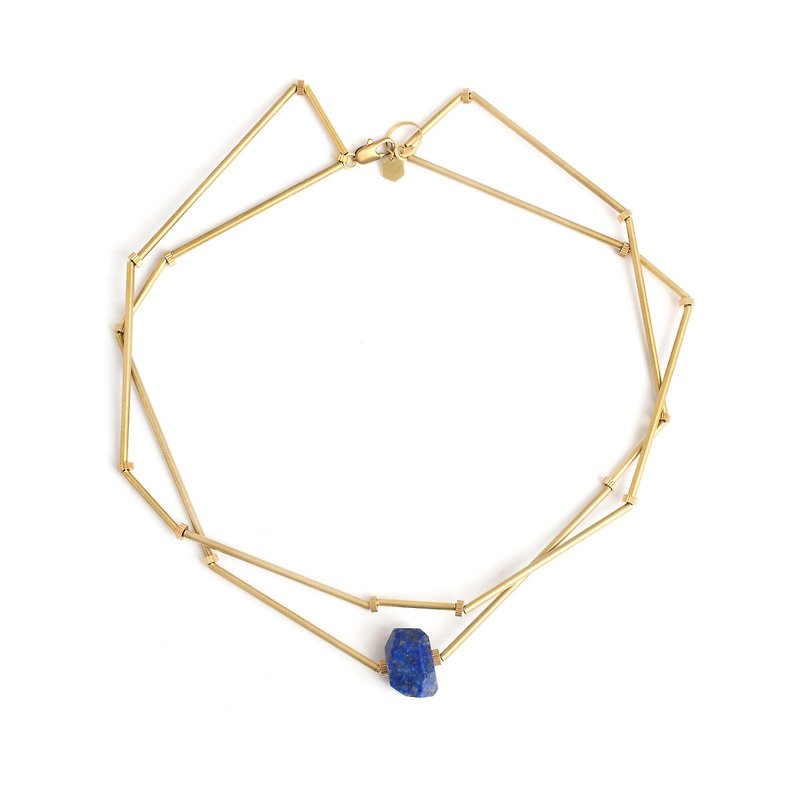 | LANDSCAPE | Lazurite polygon necklace - Necklaces - Gemstone Blue
