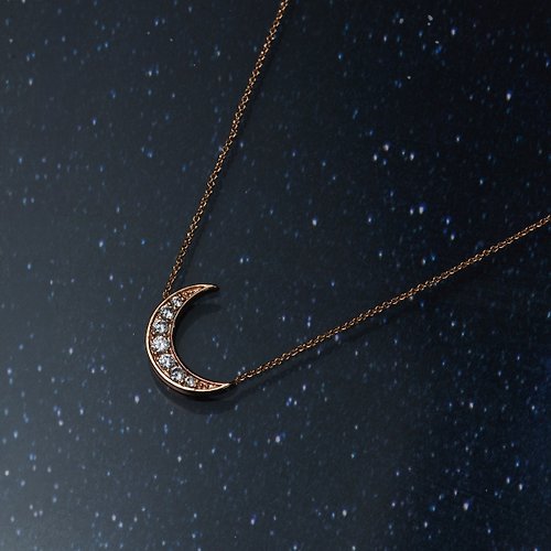 SOIRÉE BY N.Y. 蒔華芮設計師輕珠寶 月牙灣精緻鑲鑽項鍊 月亮/月之女神/新月/閃耀