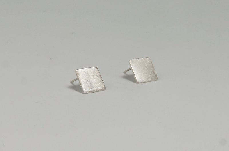 I-Shan13 square flat earrings (single) - ต่างหู - โลหะ สีใส