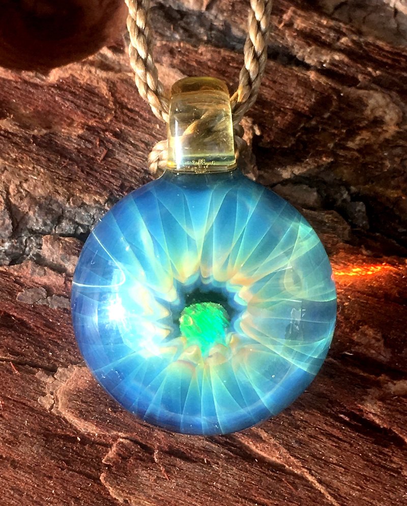 boroccus  Opal  Geometric pattern-like  Glass pendant. - Necklaces - Glass Blue