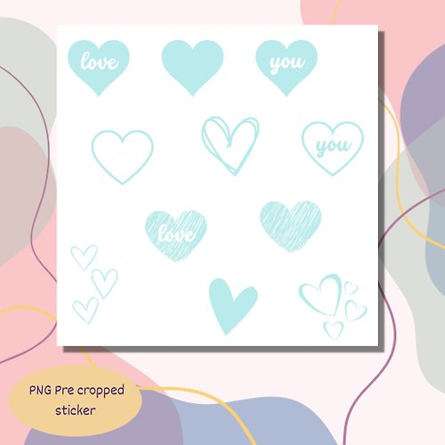 meverything pre cropped digital sticker for valentine heart shape instant download png file