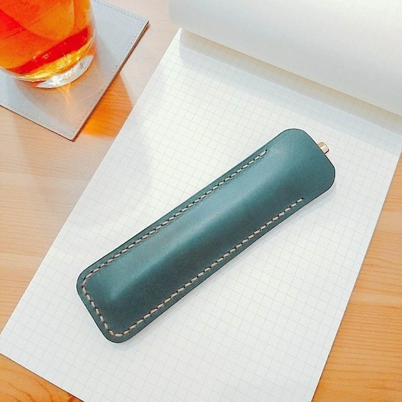 Textured pen set - Pencil Cases - Genuine Leather Green
