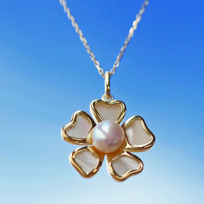 Jeanne珍珠吊墜項鍊 – 鍍金銀 - 項鍊 - 純銀 金色