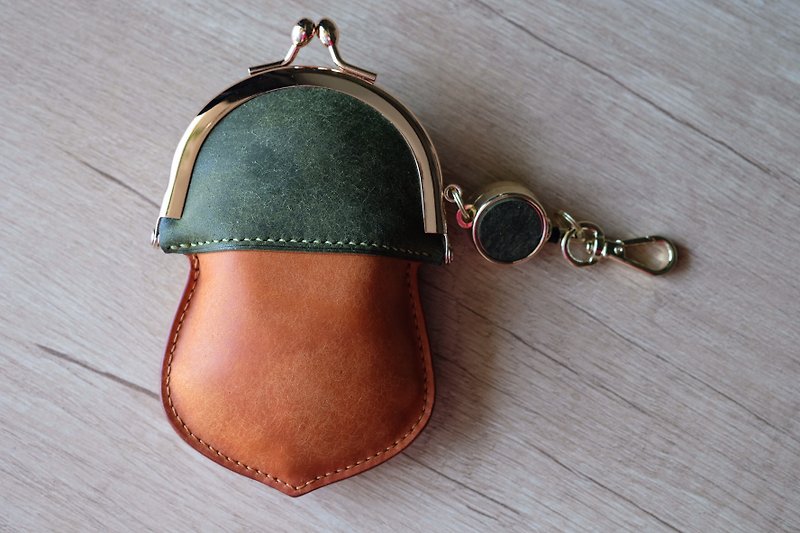 Acorn Kisslock Coincase - Coin Purses - Genuine Leather Khaki