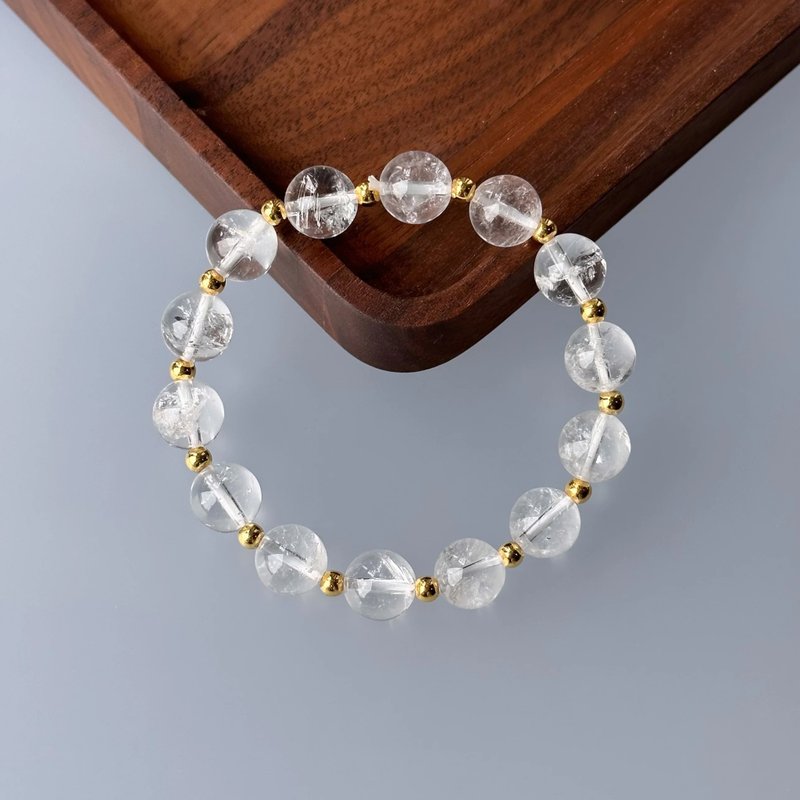 White crystal 18K simple gold-plated natural crystal bracelet - สร้อยข้อมือ - เครื่องประดับพลอย หลากหลายสี