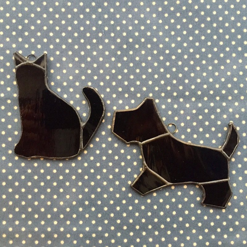 ステンドグラス サンキャッチャー chien et chat プルシャンブルー - ウォールデコ・壁紙 - ガラス ブルー