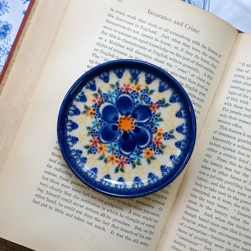 Polish hand-painted coaster (big blue flower) - Coasters - Porcelain 