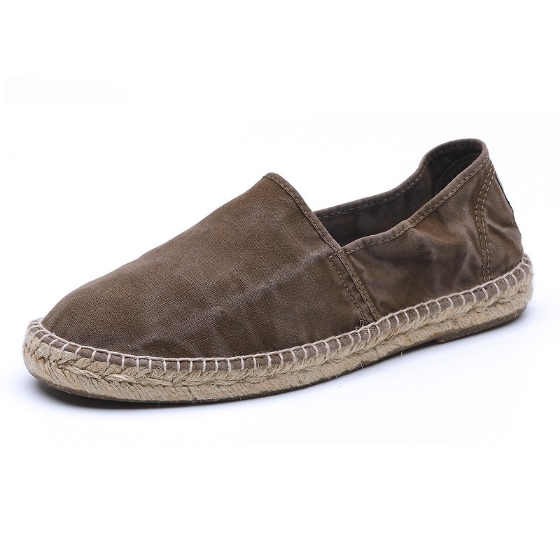 Spanish handmade canvas shoes / 325E espadrilles slippers / men's / 686 cappuccino - Men's Casual Shoes - Cotton & Hemp Brown