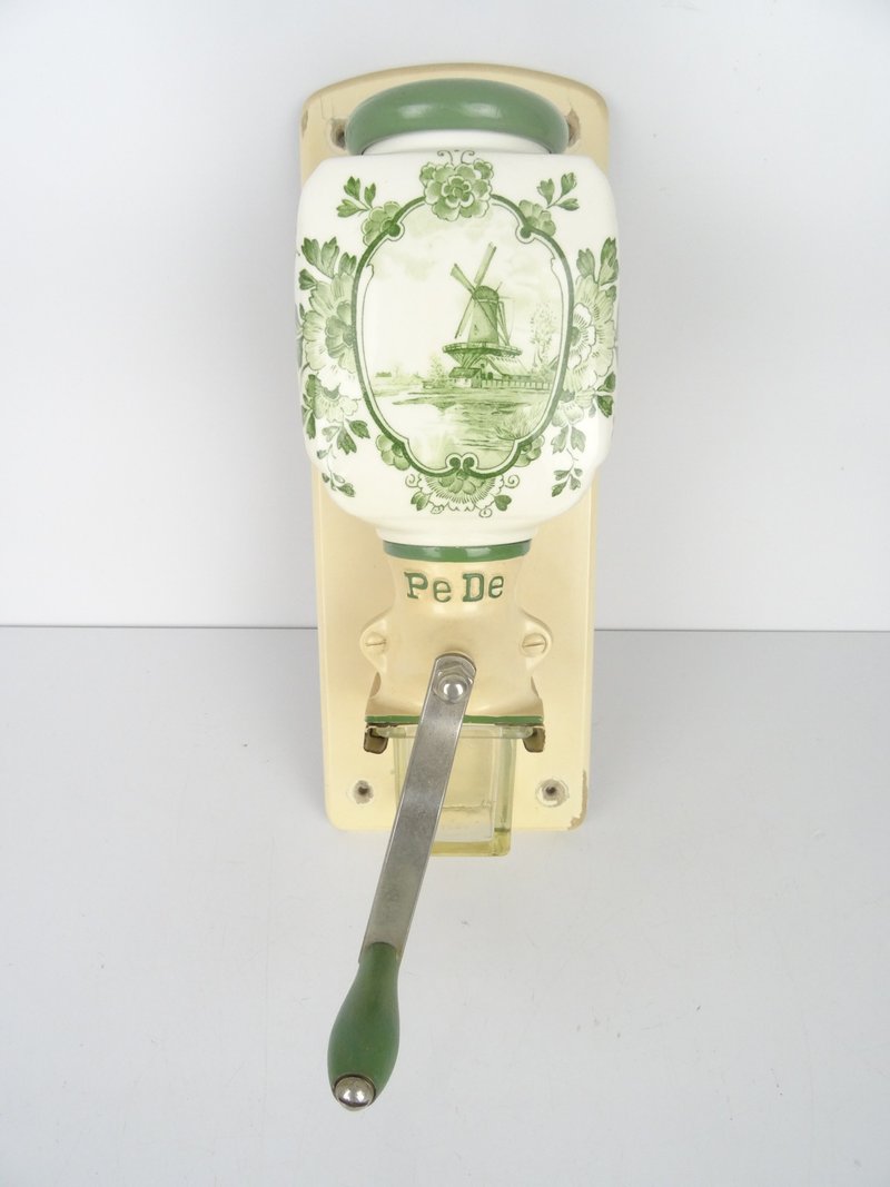 Vintage Dutch Pede Zassenhaus Coffee Grinder – Green Antique Manual Delft Mill - 咖啡壺/手沖壺 - 其他材質 綠色