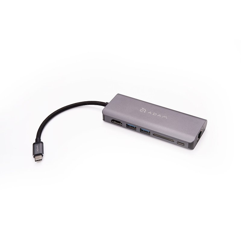 【ハードカバー版】ハブA01 USB 3.1 USB-C 6ポートマルチファンクションハブ - コードホルダー - 金属 グレー