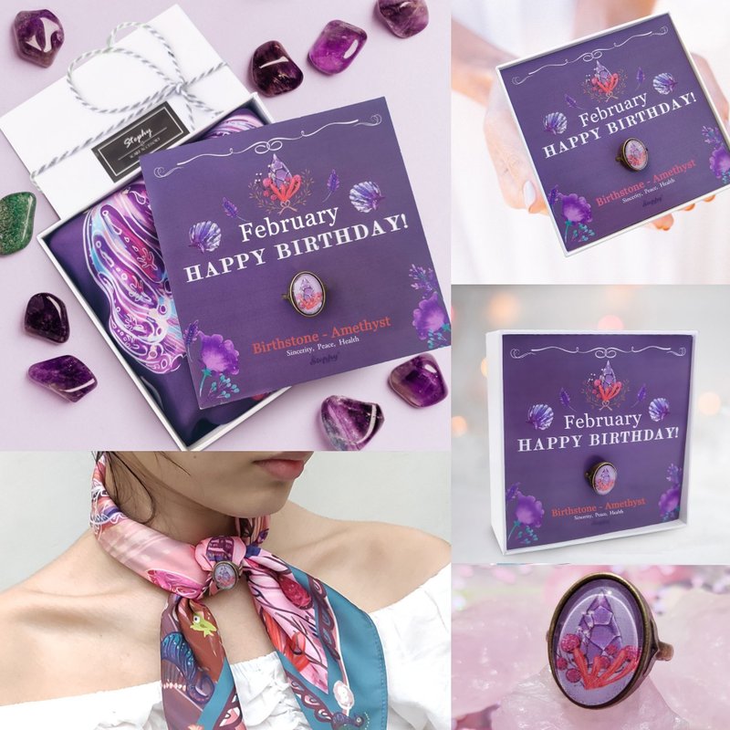 【客製化禮物】團購生日禮物生日絲巾連絲巾扣禮物 2件以特價優惠 - 絲巾 - 其他材質 