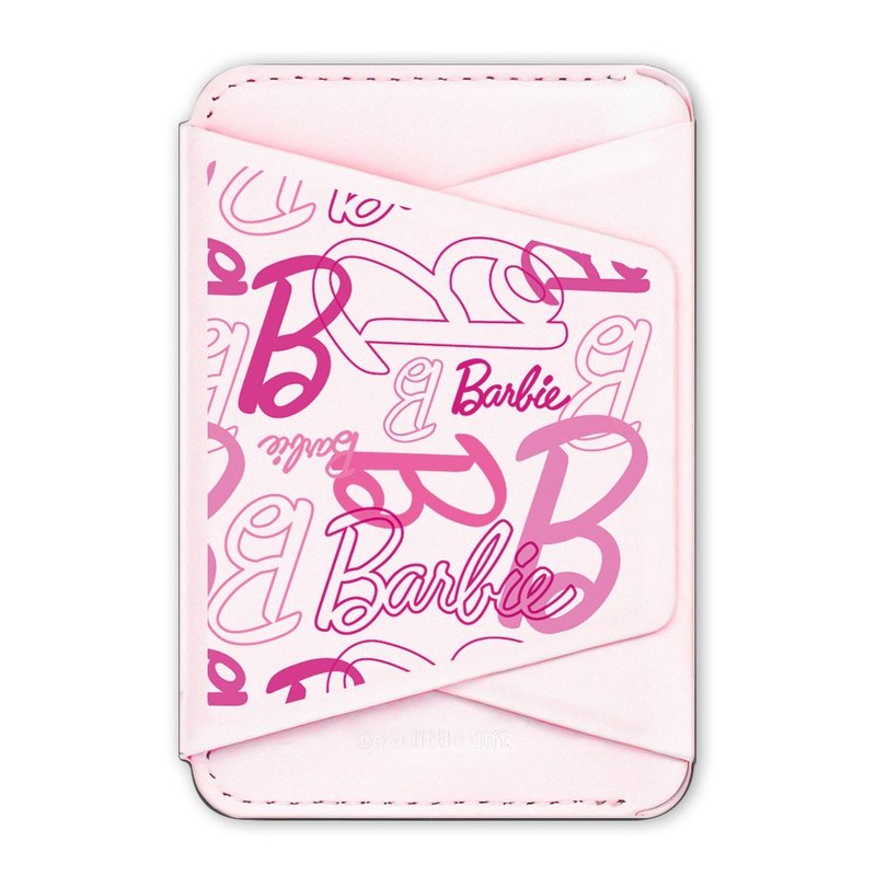 Riche MagSafe Barbie Graffiti Logo Pink Stand Magnetic Card Holder Calfskin Feel - Phone Stands & Dust Plugs - Faux Leather Pink