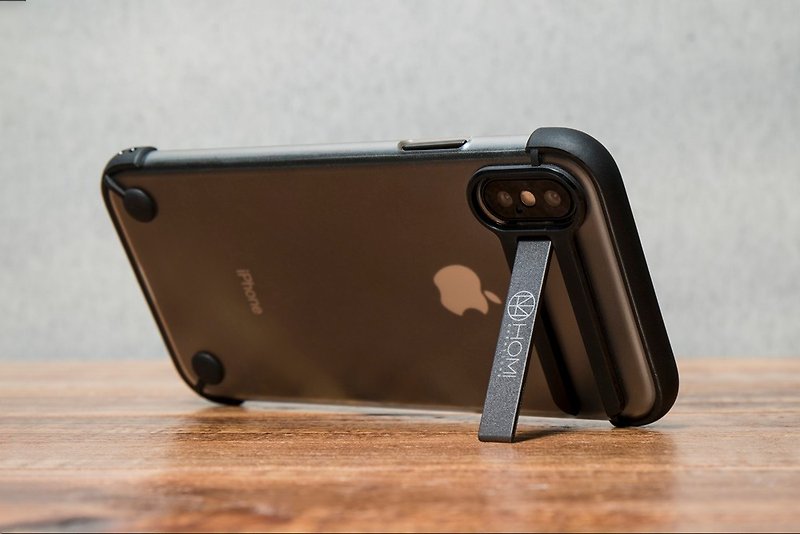 iPhone X / X用のHybirdArmor超軽量および落下防止メタルスタンド保護ケース - スマホケース - プラスチック 透明