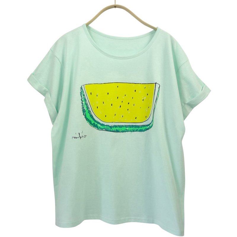 Watermelon Women's YURUFUWA t-shirt Yellow MintGreen - Women's T-Shirts - Cotton & Hemp Green