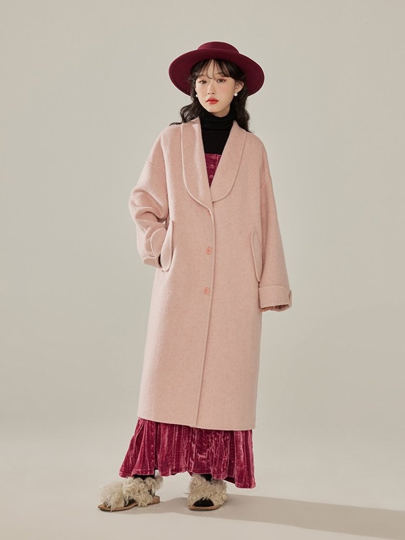 Ice pink Barbie reversible mid-length coat - Women's Blazers & Trench Coats - Wool Pink