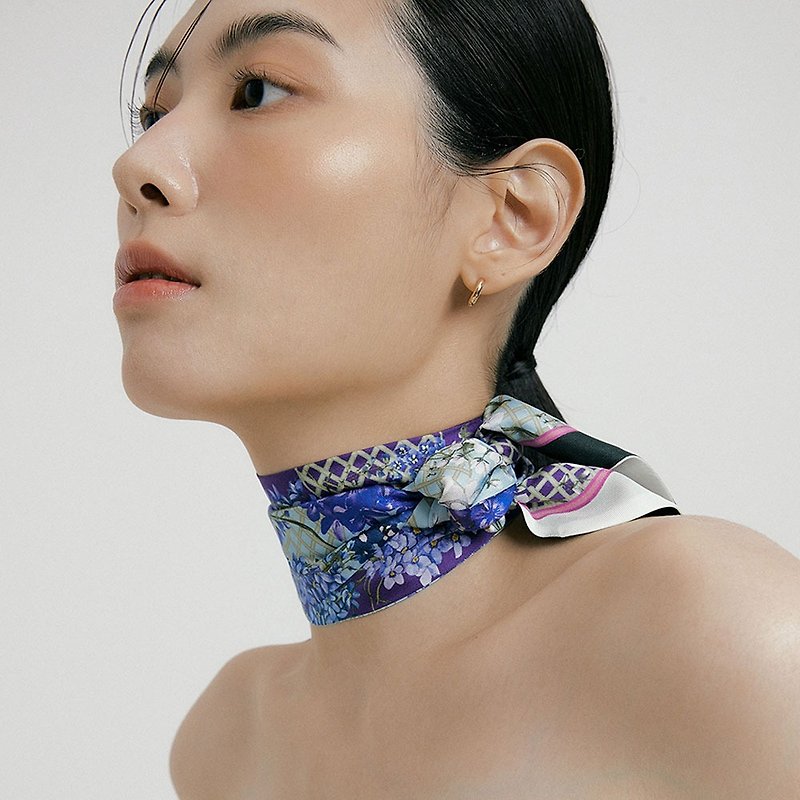 D_Flower-Evening Long Twilly Silk Scarf - Scarves - Other Materials Multicolor