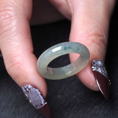 瓔珞珠寶盒 E.L.Jewelry Box 冰種飄花翡翠戒指戒圈 | 國際14.5圍 | 天然緬甸玉翡翠A貨 | 送禮