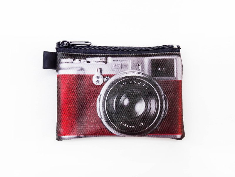 ｜I AM PARTY｜ Handmade canvas leather coin purse-retro single-lens camera [Buy, get free brand badge or leisure card sticker x1] - กระเป๋าใส่เหรียญ - วัสดุอื่นๆ สีแดง