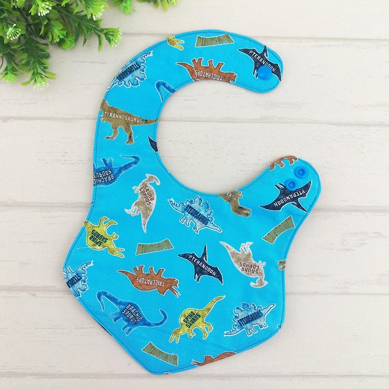 A large collection of dinosaurs x stars. Double-sided bib (up to 40 embroidery name) - Bibs - Cotton & Hemp Blue