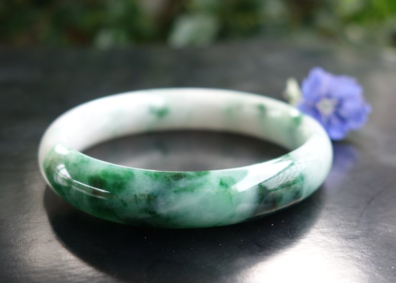天然A貨翡翠 花青種 翡翠手鐲 芙蓉 貴妃鐲 緬甸玉 母親節送禮 - 手鍊/手環 - 玉石 多色