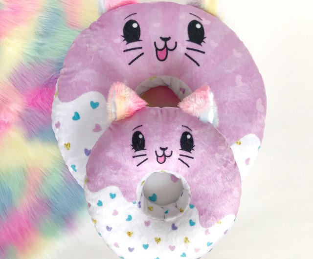 Heart donut , plush donut pillow , piercing pillow , rainbow plush