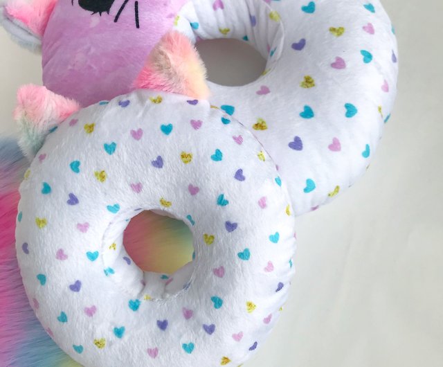 Heart donut , plush donut pillow , piercing pillow , rainbow plush pillow -  Shop LaraSewsForKids Pillows & Cushions - Pinkoi