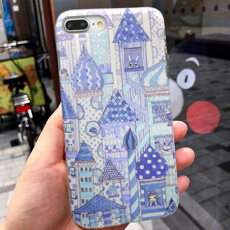 iPhone 8p/7p 日本Yoko Furusho 粉藍輕薄手機殼 手機套 女生禮物 - 手機殼/手機套 - 塑膠 藍色