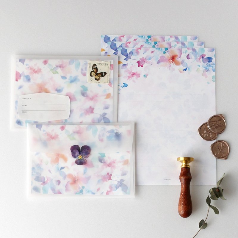 Watercolor flower lover letter set - Envelopes & Letter Paper - Paper Multicolor