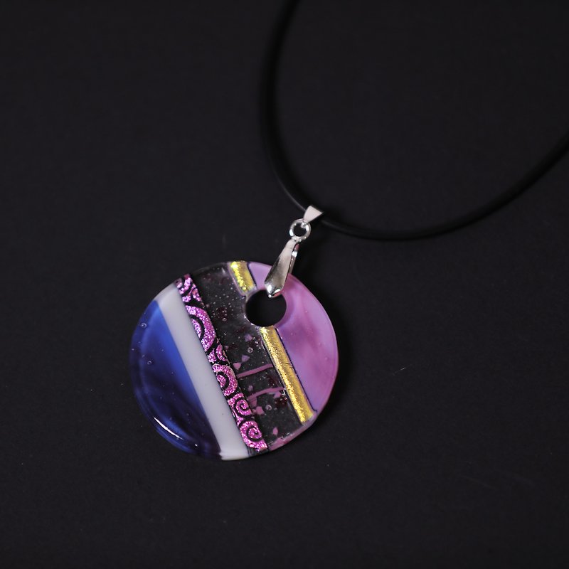 recycled glass galaxy necklace-Pluto-fair trade - สร้อยคอ - แก้ว หลากหลายสี