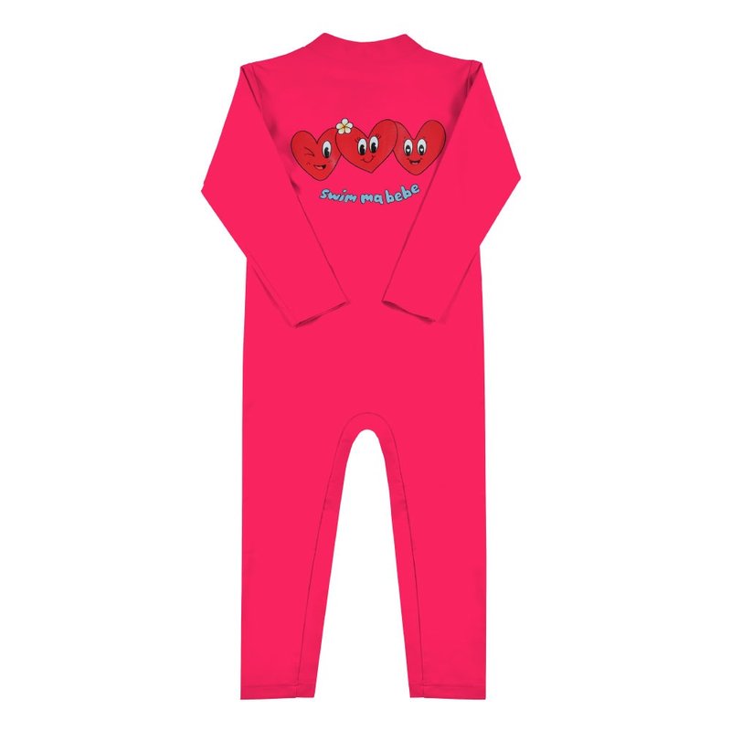 Heart Friends Rashguard Hotpink - 嬰兒/兒童泳衣 - 聚酯纖維 紅色