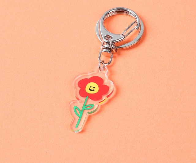 Smile Flower Charm Acrylic Key Ring 2 Combination Offer - Shop