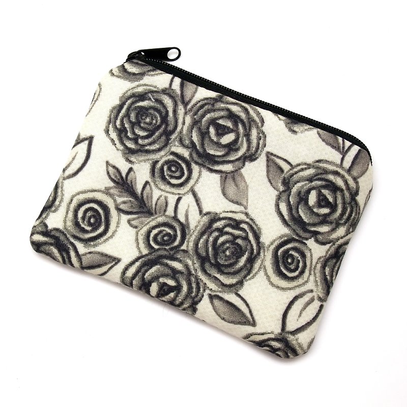 Zipper pouch / coin purse (padded) (ZS-222) - กระเป๋าใส่เหรียญ - ผ้าฝ้าย/ผ้าลินิน สีดำ