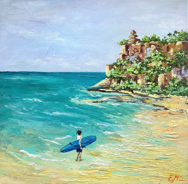 巴厘島海洋衝浪者海景畫油畫牆壁裝飾 - 壁貼/牆壁裝飾 - 其他材質 
