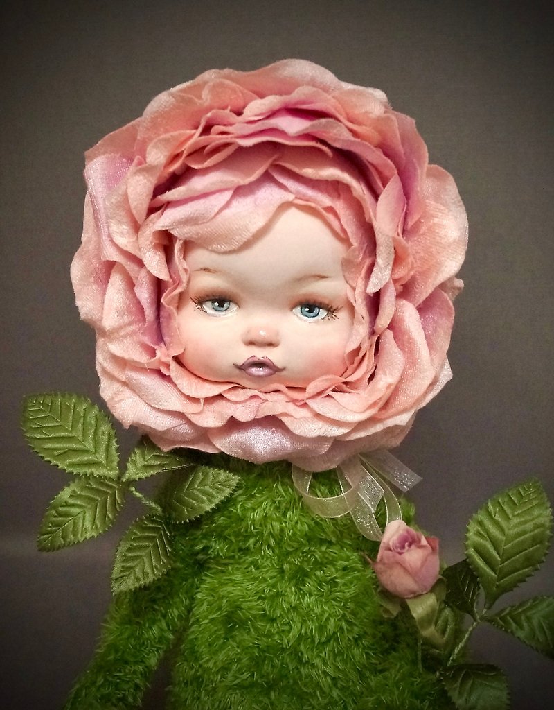 罗西塔泰迪娃娃花OOAK艺术家娃娃 毛绒娃娃 花娃娃 - 公仔模型 - 黏土 粉紅色