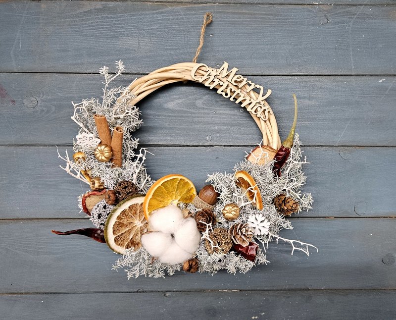 Charming Spice Fruit Christmas Wreath (Christmas Decoration/Christmas Decoration/Shop Decoration) - Dried Flowers & Bouquets - Plants & Flowers Multicolor