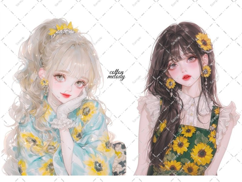 original sticker no.6293 人物ステッカー オリジナルステッカー 人物ステッカー 女の子ステッカー オリジナル人物ステッカー - 貼紙 - 紙 