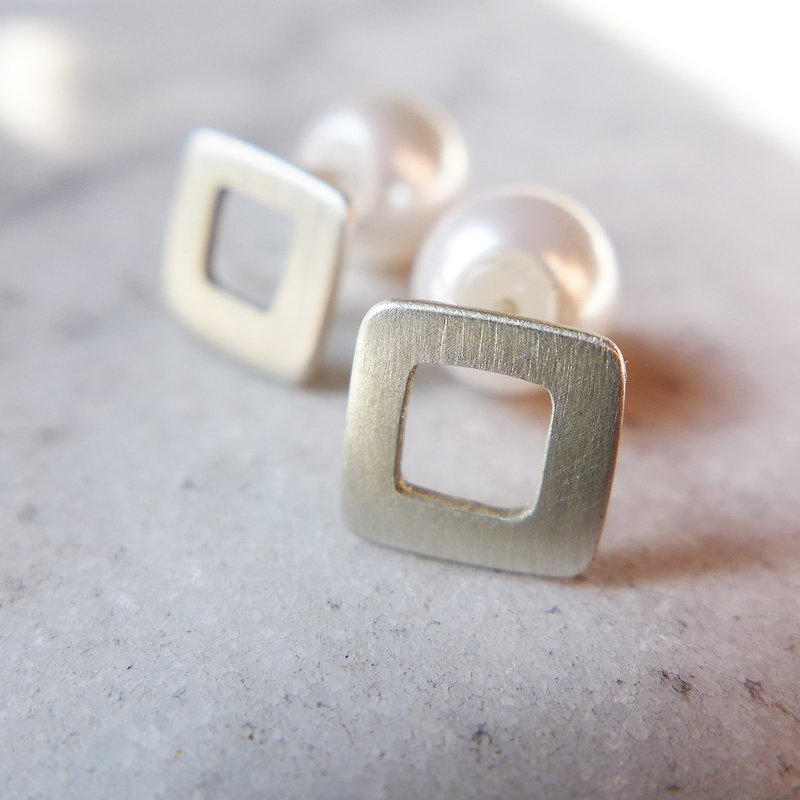 Carré / 法國設計手工創作純銀耳環 - 耳環/耳夾 - 其他金屬 銀色