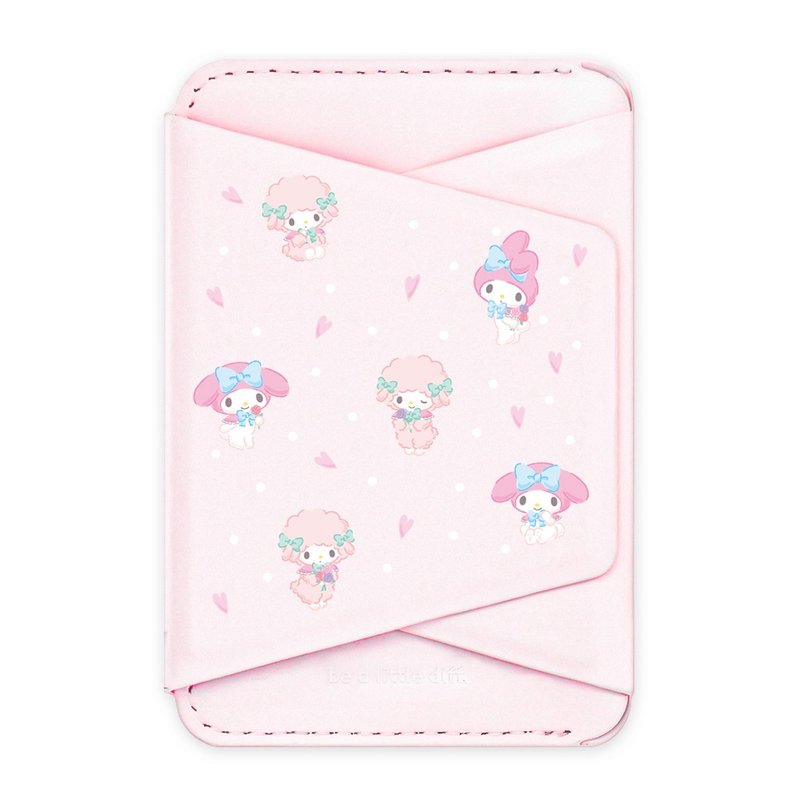 Piano flowery pink holder magnetic card holder calfskin phone holder - ที่ตั้งมือถือ - หนังเทียม สึชมพู