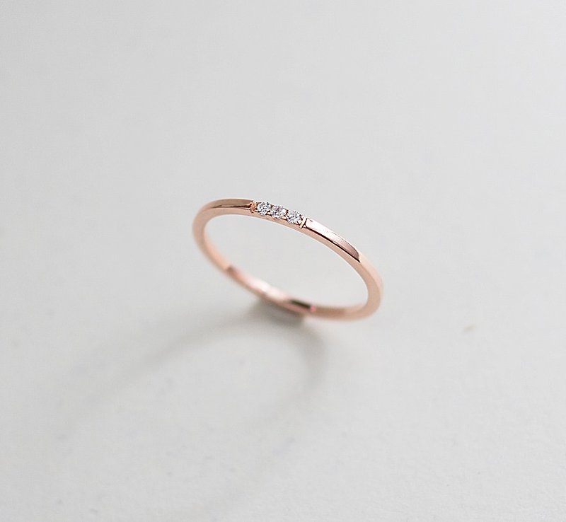Light Jewelry Minimalist Diamond Ring Handmade 925 Sterling Silver Plated Rose Gold Hearts and Arrows Zircon - General Rings - Rose Gold Gold