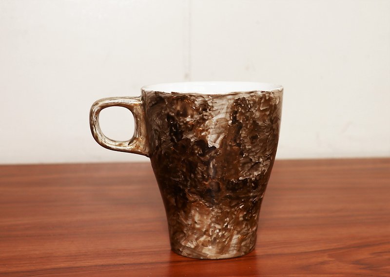 限量情人節禮物  品 手繪烤杯子(限量一件) - 咖啡杯/馬克杯 - 陶 咖啡色