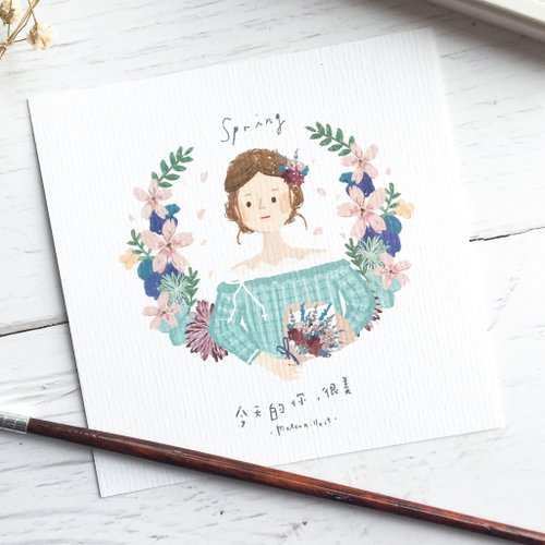 Meteorillust 插畫明信片 / 花季女孩 - 春 - 今天的你很美【Meteorillst】