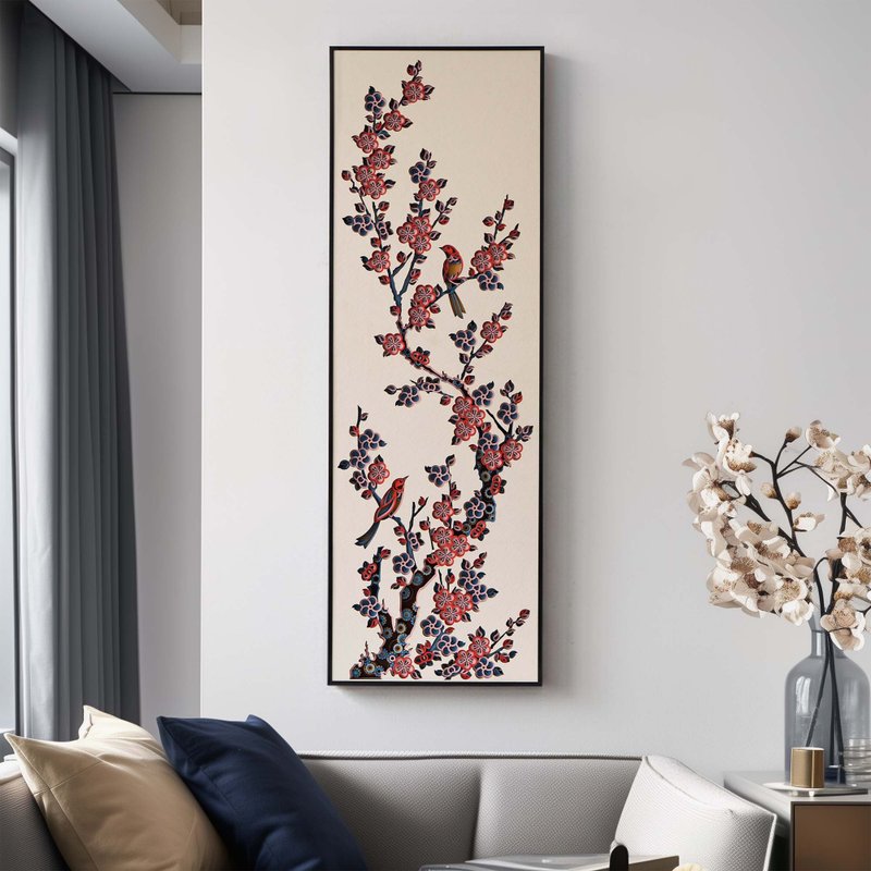 喜上梅梢|新中式禪意創意茶室背景牆裝潢客廳壁畫3d立體 - 壁貼/牆壁裝飾 - 木頭 