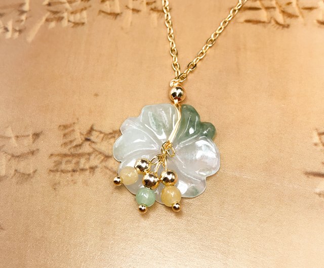 綺麗 14K】翡翠 デザインペンダント