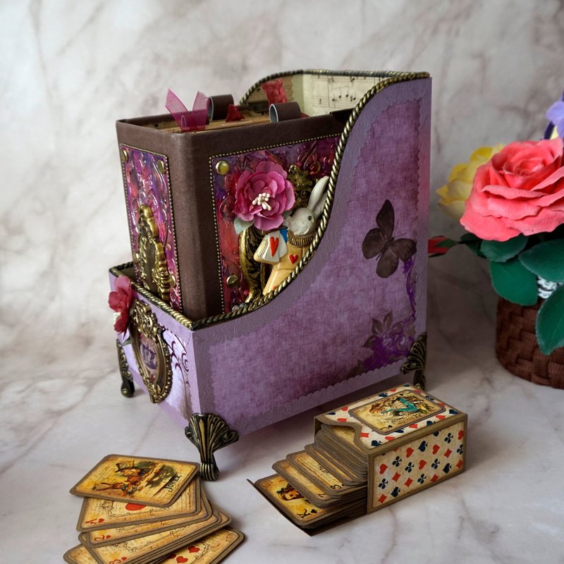 Alice in Wonderland Vintage Handmade Notebook 3 in 1 Set - 筆記本/手帳 - 紙 多色